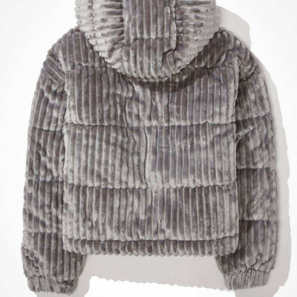 American Eagle grey puffy textured corduroy coat - Picture 9 of 12